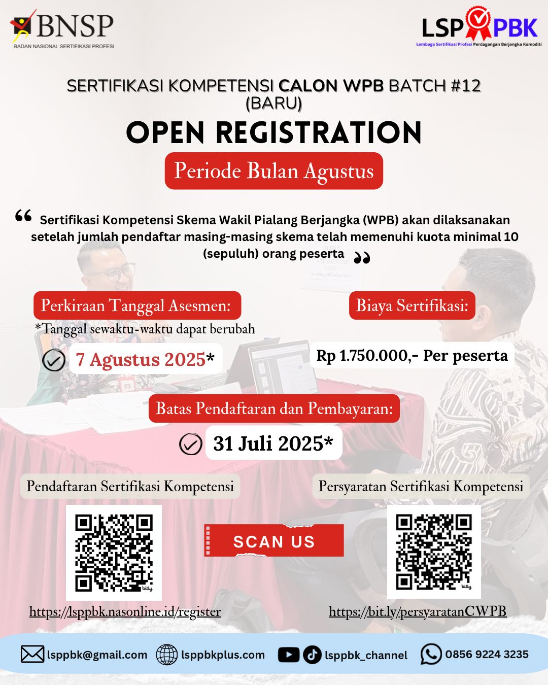 Pendaftaran Uji Kompetensi CWPB Agustus 2025