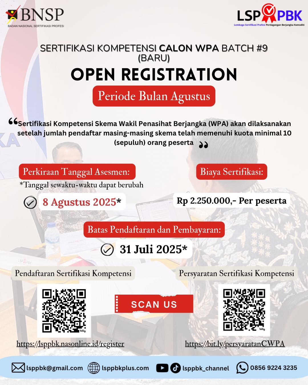 Pendaftaran Uji Kompetensi CWPA batch Agustus 2025