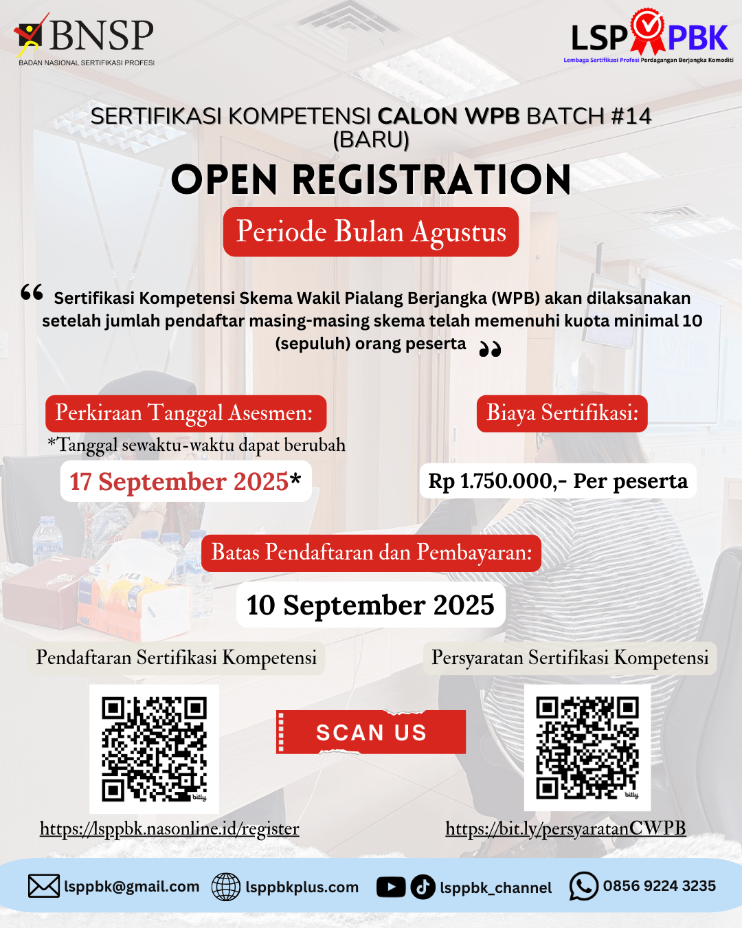 Pendaftaran Sertifikasi CWPB Periode September 2025