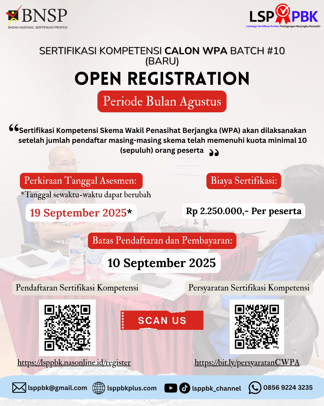 Pendaftaran Sertifikasi CWPA Periode september 2025