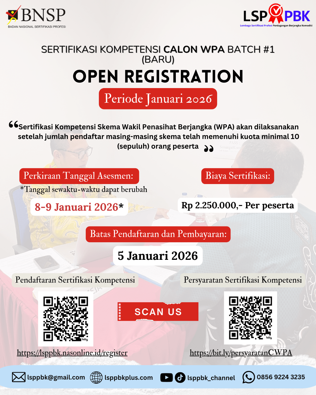 Pendaftaran Sertifikasi Wakil Penasihat Berjangka periode Januari 2026